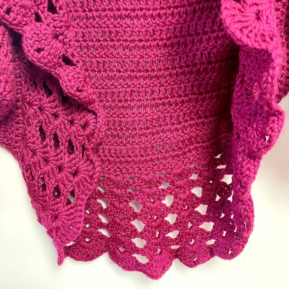 Handmade Crochet Sweater Shawl Shrug Medium Bell Sleeve Cottage Boho Festival - Picture 6 of 12